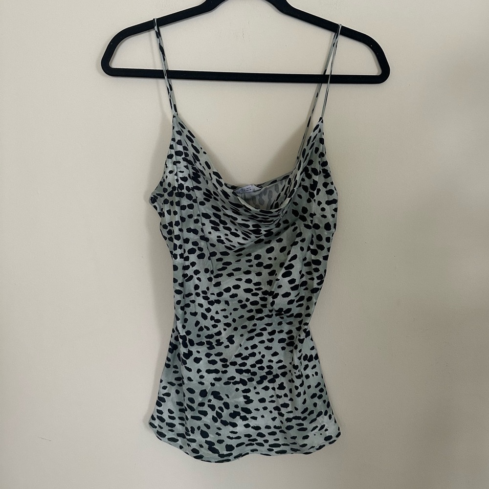 NWT Zara Abstract Dot Print Cowl Neck Tank Top